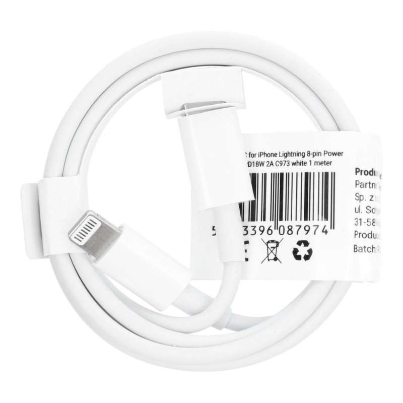 SPOTT-GR Απλό Καλώδιο Φόρτισης Type-C σε Lightning PD 2A 18W C973 1m - Άσπρο