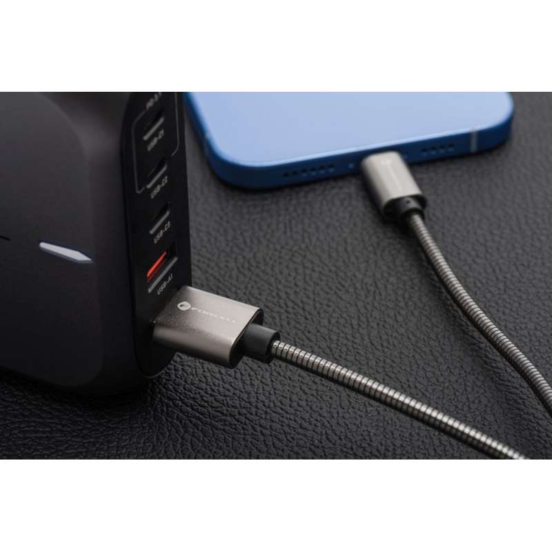 SPOTT-GR Forcell F-Energy Metal C236 - Καλώδιο Καλώδιο USB-A σε Lightning 2.4A 12W 1m σε Ασημί Xρώμα