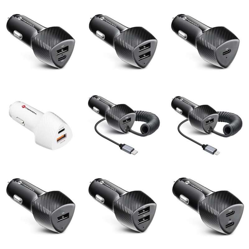 SPOTT-GR Forcell F-Energy Carbon CC50-1A - Φορτιστής Αυτοκινήτου με Υποδοχή USB-A Quick Charge 3.0 3A 18W σε Μαύρο Χρώμα