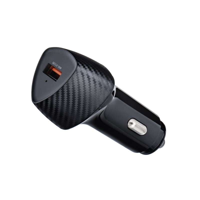 SPOTT-GR Forcell F-Energy Carbon CC50-1A - Φορτιστής Αυτοκινήτου με Υποδοχή USB-A Quick Charge 3.0 3A 18W σε Μαύρο Χρώμα