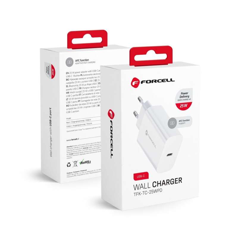 SPOTT-GR Forcell F-Energy TFK-TC-25WPD - Φορτιστής Type-C QC 4.0 3A 25W σε Άσπρο Xρώμα