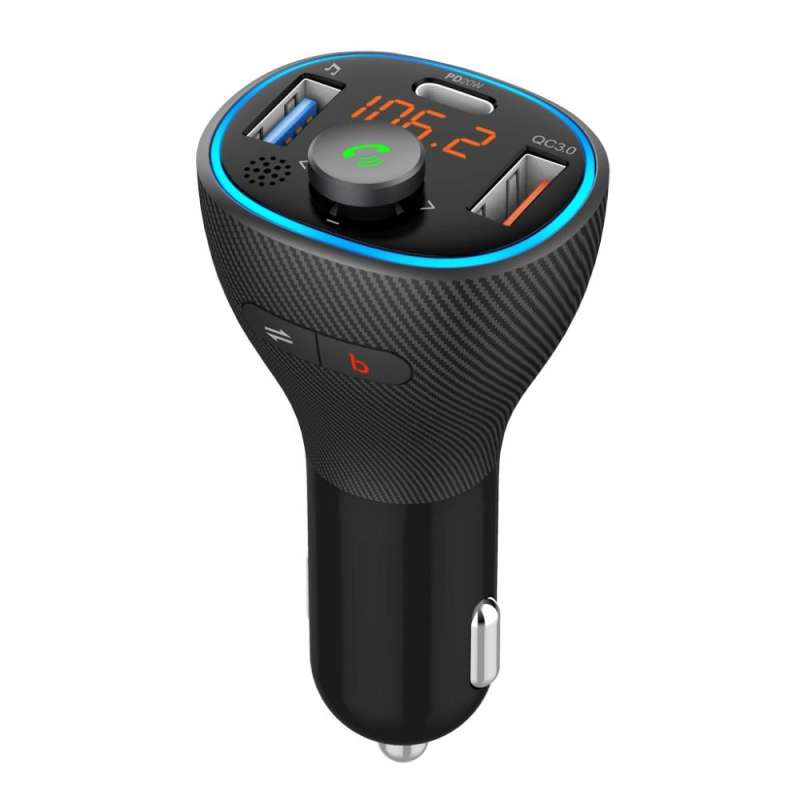 SPOTT-GR Art FM-73 - FM Transmitter Αυτοκινήτου με Bluetooth 5.0, Φορτιστή και Υποδοχές USB-A / Type-C Quick Charge 3.0 30W - Μαύρο