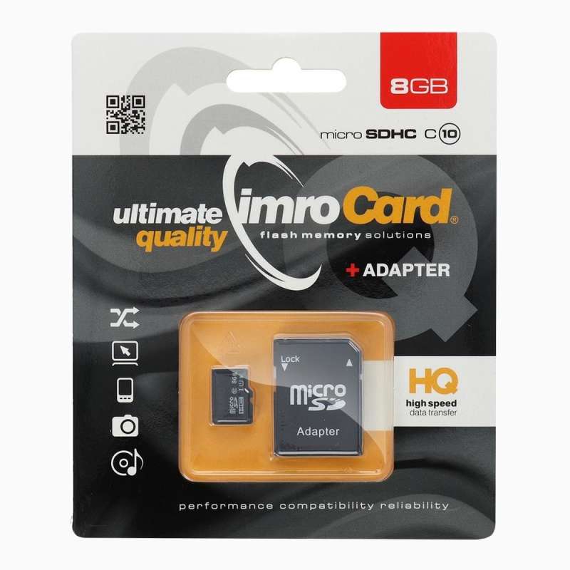 SPOTT-GR IMRO microSD - Κάρτα Μνήμης 8GB 100MB/s Class 10 UHS-I με Αντάπτορα SD