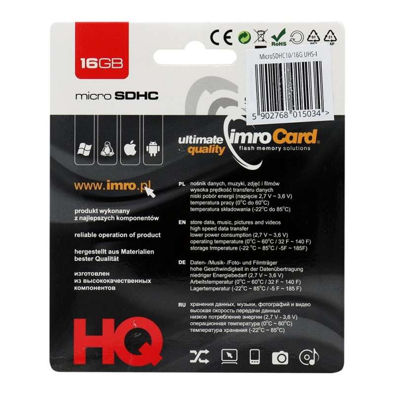 SPOTT-GR IMRO microSD - Κάρτα Μνήμης 16GB 100MB/s Class 10 UHS-I