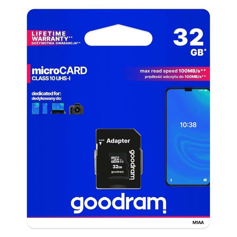 SPOTT-GR GoodRAM M1AA - Κάρτα Μνήμης microSD 32GB 100MB/s Class 10 UHS-I με Αντάπτορα SD