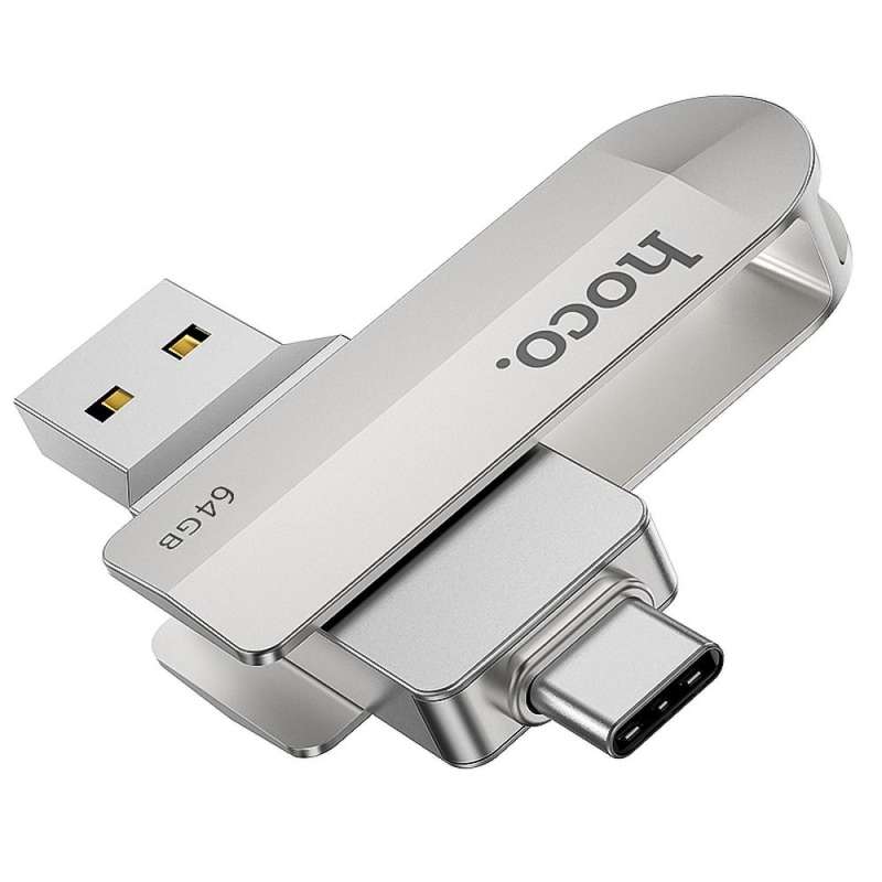 SPOTT-GR Hoco UD10 - USB Stick με Διπλή Υποδοχή USB-A και Type-C 64GB USB3.0 σε Άσπρο Χρώμα