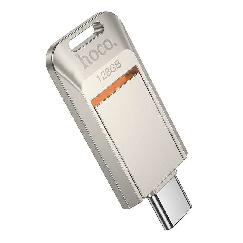 SPOTT-GR Hoco UD17 - USB Stick με Διπλή Υποδοχή USB-A και Type-C 128GB USB3.0 - Χρυσό