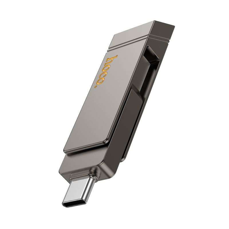 SPOTT-GR Hoco UD15 - USB Stick με Διπλή Υποδοχή USB-A και Type-C 32GB USB3.2 σε Γκρι Χρώμα