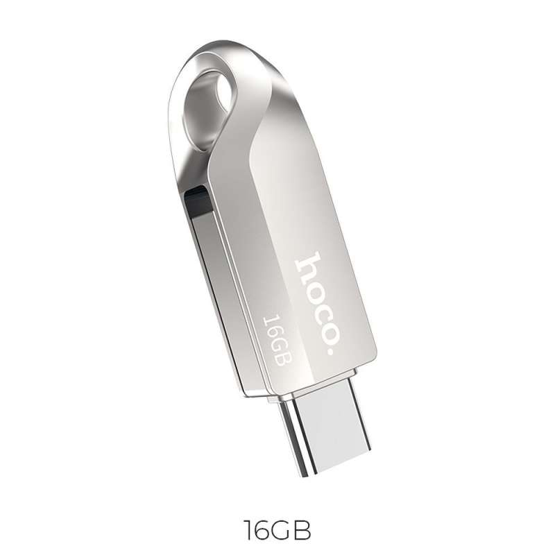 SPOTT-GR Hoco UD8 - USB Stick με Διπλή Υποδοχή USB-A και Type-C 16GB USB3.0 - Ασημί