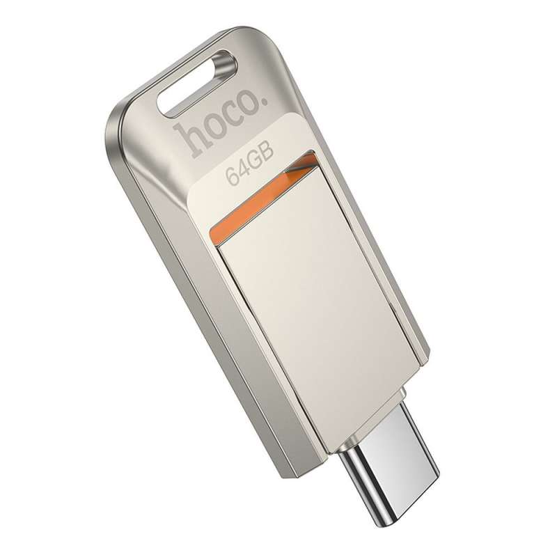SPOTT-GR Hoco UD17 - USB Stick με Διπλή Υποδοχή USB-A και Type-C 64GB USB3.0 σε Ασημί Χρώμα
