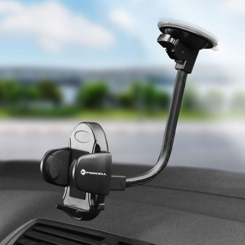 SPOTT-GR Forcell F-Grip Oval - Βάση Κινητού για Ταμπλό / Παρμπρίζ Αυτοκινήτου με Βραχίονα 27cm σε Μαύρο Χρώμα