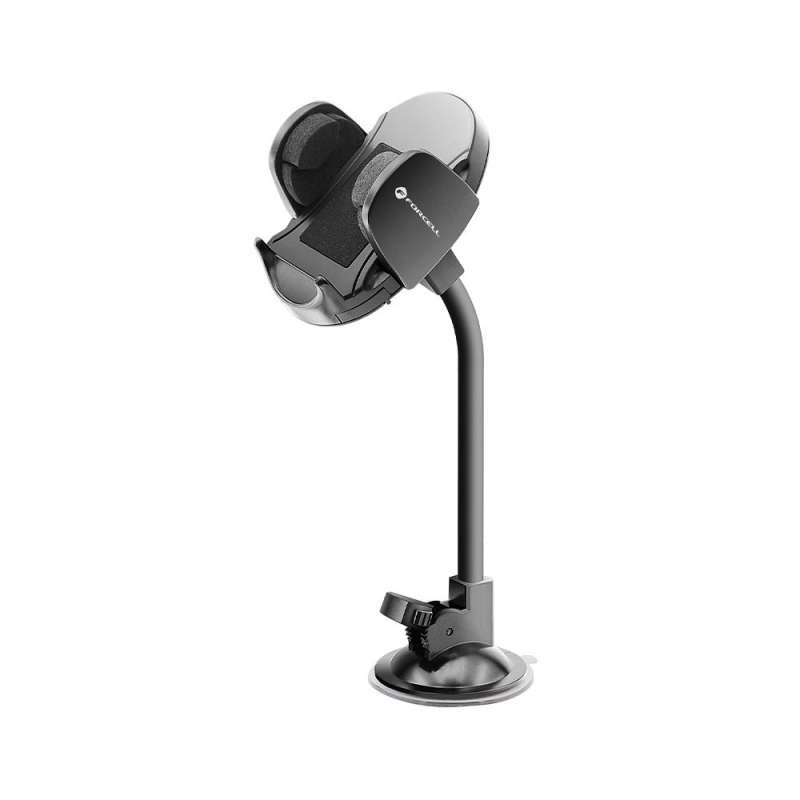 SPOTT-GR Forcell F-Grip Oval - Βάση Κινητού για Ταμπλό / Παρμπρίζ Αυτοκινήτου με Βραχίονα 17cm σε Μαύρο Χρώμα