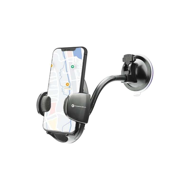 SPOTT-GR Forcell F-Grip Oval - Βάση Κινητού για Ταμπλό / Παρμπρίζ Αυτοκινήτου με Βραχίονα 17cm σε Μαύρο Χρώμα