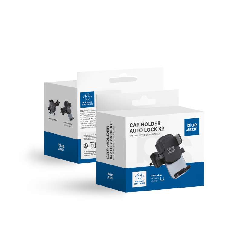 SPOTT-GR Blue Star Auto Lock X2 - Βάση Κινητού Αυτοκινήτου για Αεραγωγό - Μαύρο