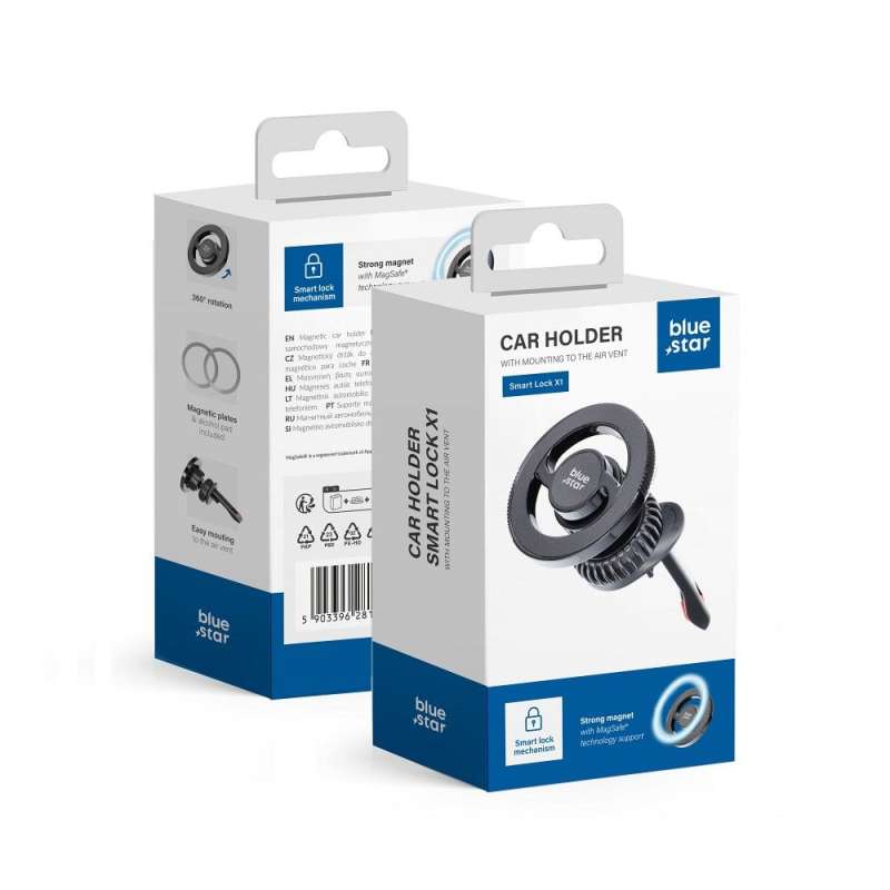 SPOTT-GR Blue Star Smart Lock X1 - Μαγνητική Βάση για Αεραγωγό Αυτοκινήτου με Υποστήριξη MagSafe σε Μαύρο Χρώμα