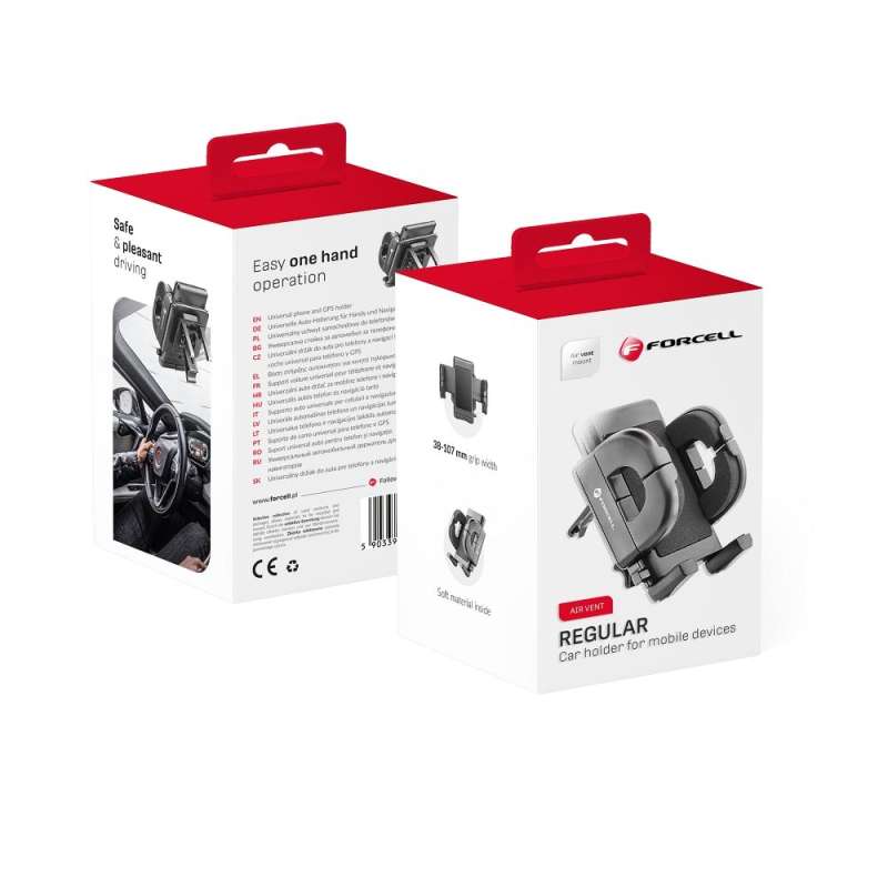 SPOTT-GR Forcell F-Grip Regular - Απλή Βάση Κινητού για Αεραγωγό Αυτοκινήτου σε Μαύρο Χρώμα