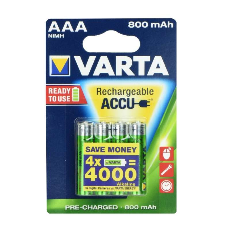 SPOTT-GR Varta Accu Power R3 - Επαναφορτιζόμενες Μπαταρίες 800mAh (AAA) 1.2V (Σετ 4 Τεμάχια)