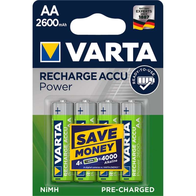 SPOTT-GR Varta Accu Power R6 - Επαναφορτιζόμενες Μπαταρίες (AA) 2600mAh 1.2V (Σετ 4 Τεμάχια)