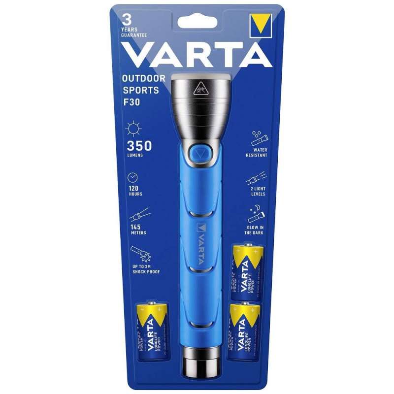 SPOTT-GR Varta 18629 Outdoor Sports - Φακός LED IPX4 με Μέγιστη Φωτεινότητα 350lm και 3 x Μπαταρίες R14 (Type-C)