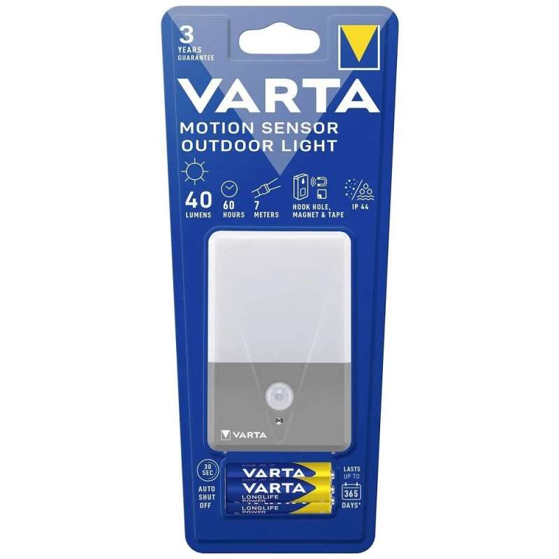 SPOTT-GR Varta 16634 - Φωτιστικό Ασφαλείας με 3 Μπαταρίες AAA και Αισθητήρα Κίνησης σε Γκρι Χρώμα