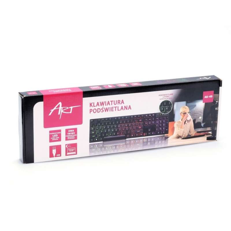 SPOTT-GR Art wire keyboard USB-A QWERTY with light AK-49 - Μαύρο