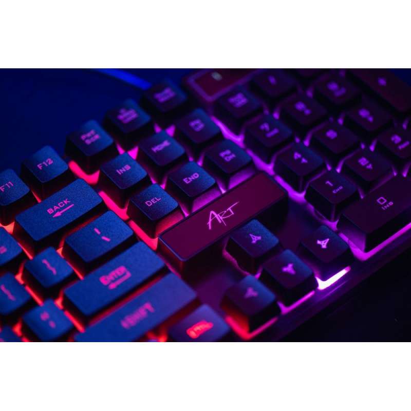 SPOTT-GR Art AK-50 - Ενσύρματο Πληκτρολόγιο Μεμβράνης RGB LED Σετ με Ποντίκι - Μαύρο
