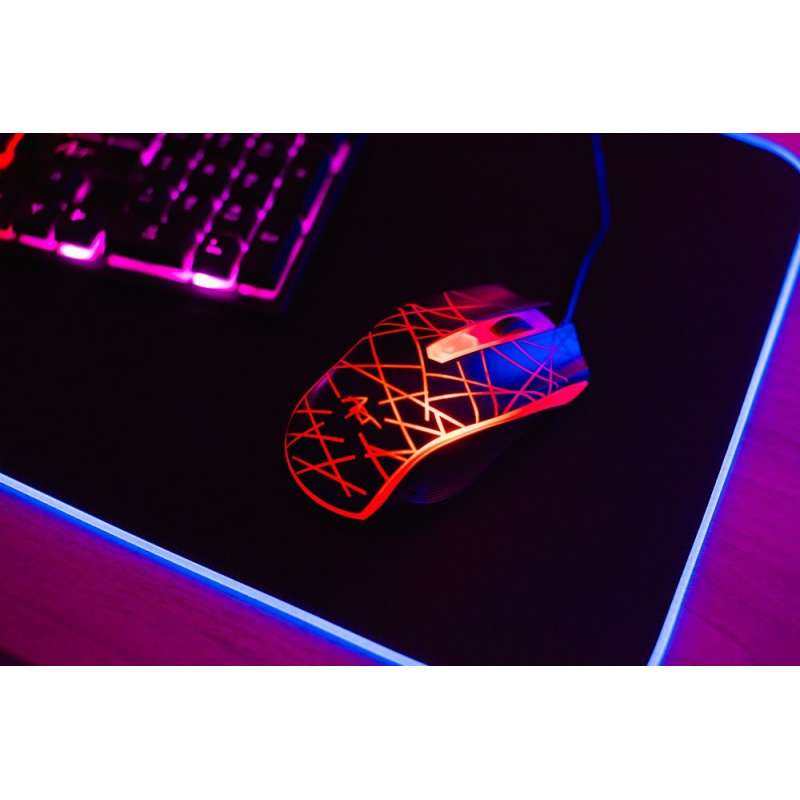 SPOTT-GR Art AK-50 - Ενσύρματο Πληκτρολόγιο Μεμβράνης RGB LED Σετ με Ποντίκι - Μαύρο
