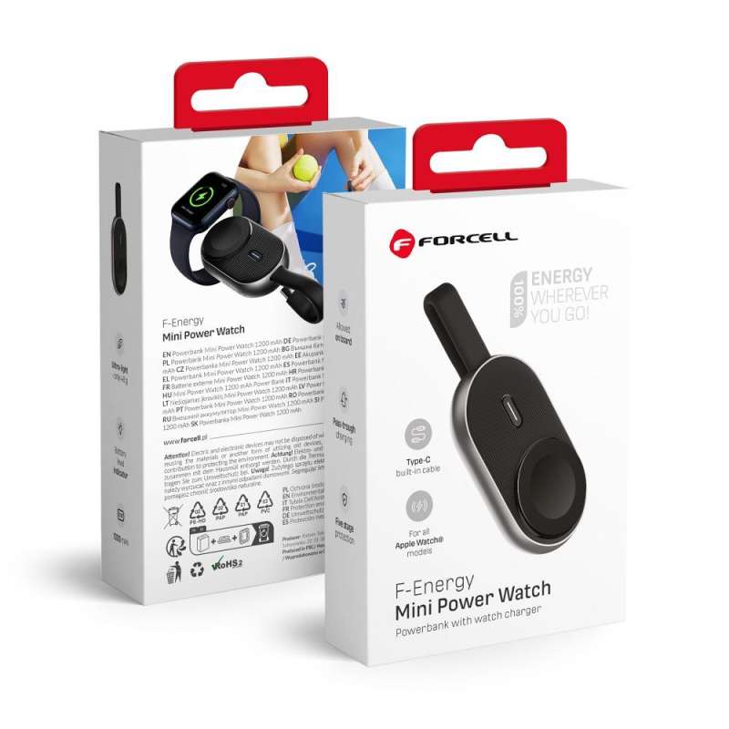 SPOTT-GR Forcell F-Energy Mini Power - Power Bank για Smartwatches (1A 2.5W) 1200mAh σε Μαύρο Xρώμα