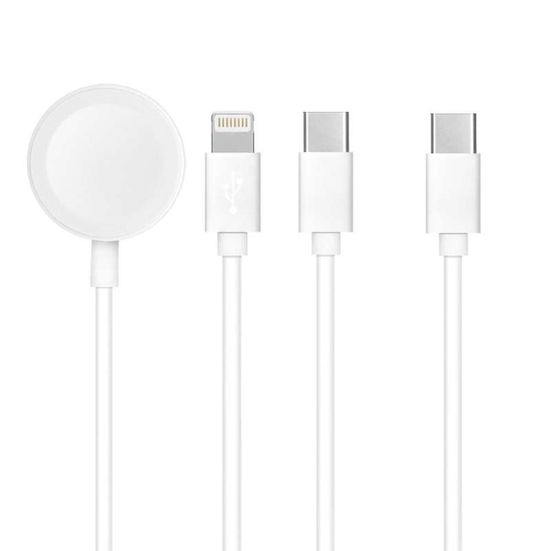 SPOTT-GR OEM C3168 - Καλώδιο 3 σε 1 με Υποδοχή Type-C σε 2 x Lightning / Type-C / Apple Watch (3W 2A) 1.2m σε Άσπρο Xρώμα