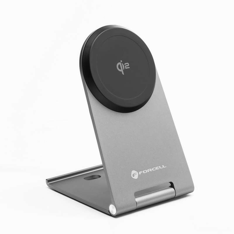 SPOTT-GR Forcell F-Energy Flip Charge Qi2 - Ασύρματος Φορτιστής 15W με Υποστήριξη MagSafe - Ασημί