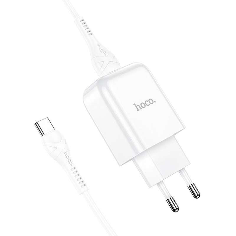 SPOTT-GR Hoco N2 - Φορτιστής USB-A με Καλώδιο USB-A σε Type-C 2.1A σε Άσπρο Xρώμα