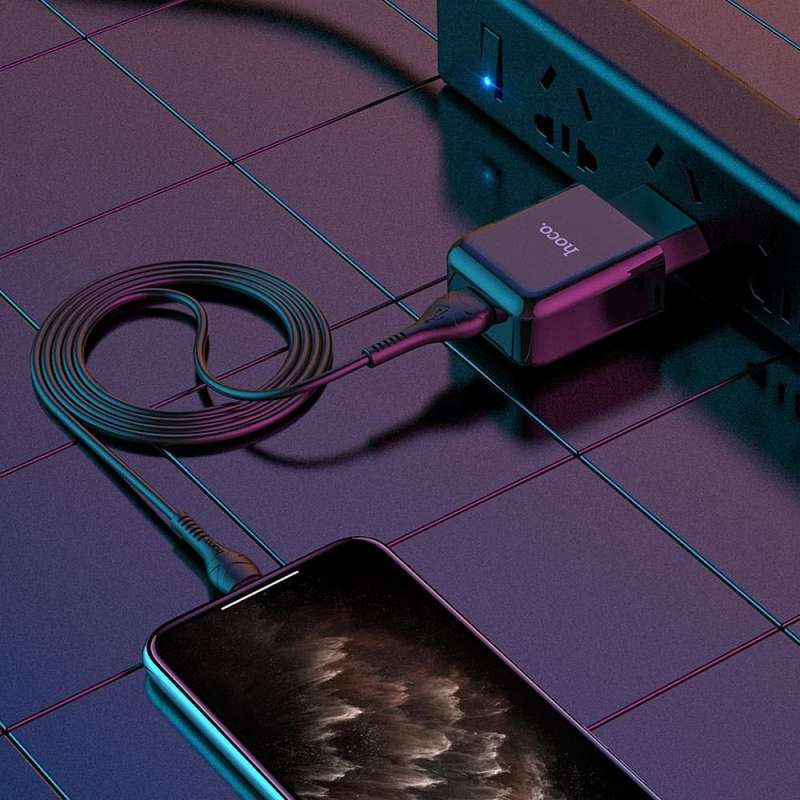 SPOTT-GR Hoco N2 - Φορτιστής USB-A με Καλώδιο USB-A σε Lightning (10.5W 2.1A) σε Μαύρο Χρώμα