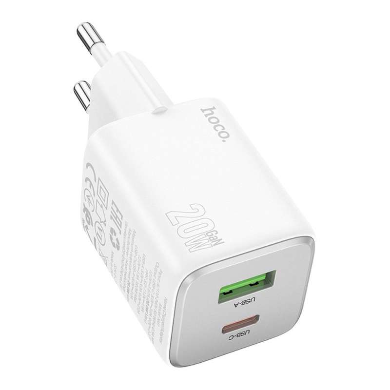 SPOTT-GR Hoco N41 - Φορτιστής με Υποδοχές USB-A και Type-C PD QC 3A 20W - Άσπρος