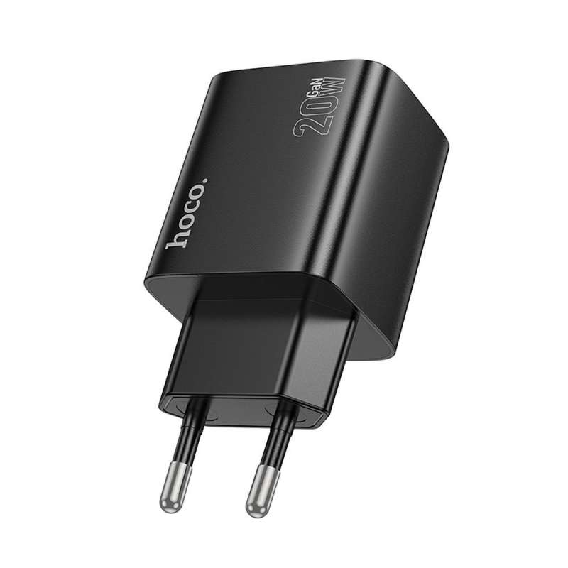SPOTT-GR Hoco N55 - Φορτιστής με Υποδοχές 2 x Type-C και 2 x USB-A PD Quick Charge 3.0 3A 20W - Μαύρο