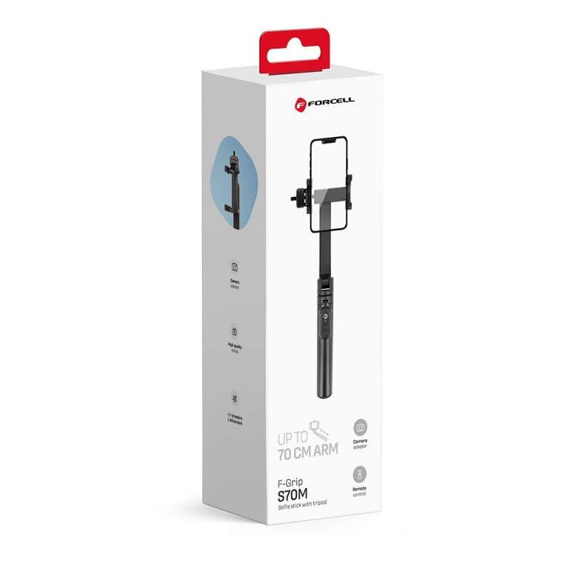 SPOTT-GR Forcell F-Grip S70M - Selfie Stick με Bluetooth Χειριστήριο και Τρίποδο - Μαύρο