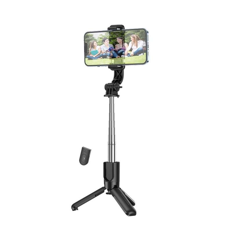 SPOTT-GR Hoco K17 - Selfie Stick με Bluetooth Χειριστήριο και Τρίποδο σε Μαύρο Χρώμα
