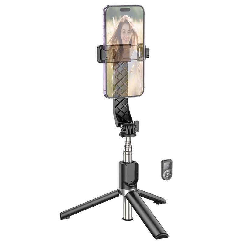 SPOTT-GR Hoco K20 - Selfie Stick με Χειριστήριο Bluetooth και Τρίποδο σε Μαύρο Χρώμα