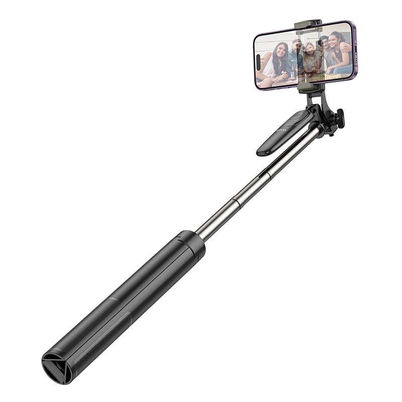 SPOTT-GR Hoco K19 - Selfie Stick με Bluetooth Χειριστήριο και Τρίποδο σε Μαύρο Χρώμα