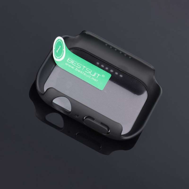 SPOTT-GR Bestsuit Case / Hybrid Glass - Θήκη με Τζαμάκι Οθόνης για Apple Watch Series 7 / 8 / 9 45mm με Μαύρο Περίγραμμα
