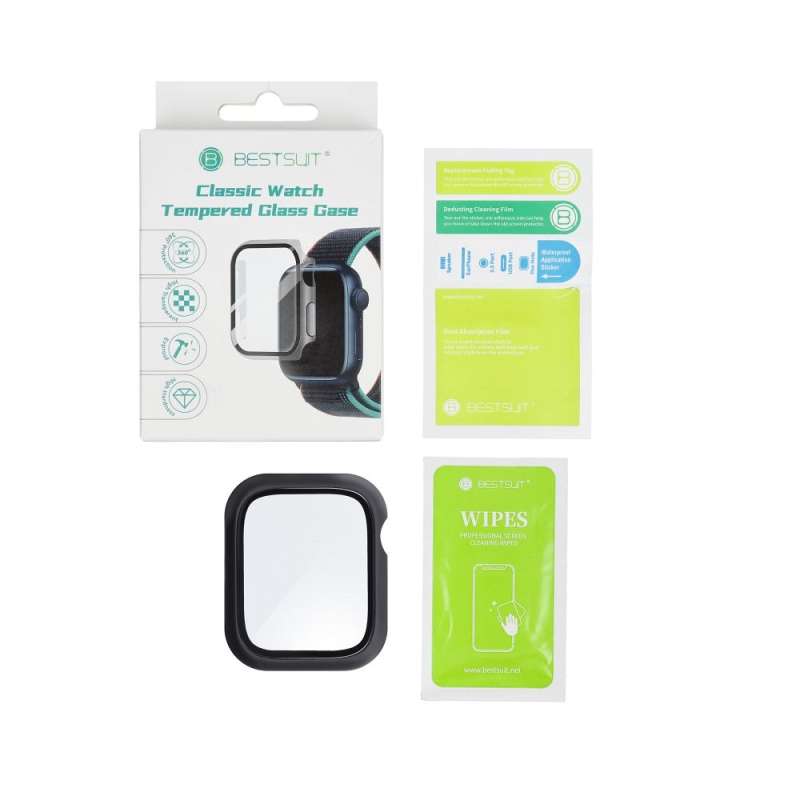 SPOTT-GR Bestsuit Case / Hybrid Glass - Θήκη με Τζαμάκι Οθόνης για Apple Watch Series 10 46mm με Μαύρο Περίγραμμα