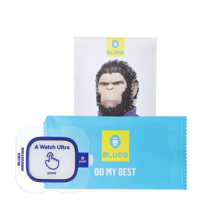 SPOTT-GR Blueo 5D Mr. Monkey Glass - Full Face Τζαμάκι Οθόνης για Apple Watch Ultra / Ultra 2 με Μαύρο Περίγραμμα (Strong HD)