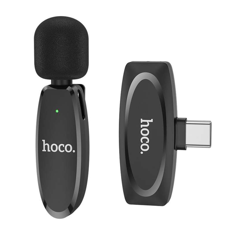 SPOTT-GR Hoco L15 - Ασύρματο Clip-On Πυκνωτικό Μικρόφωνο Πέτου με Υποδοχή Type-C - Μαύρο