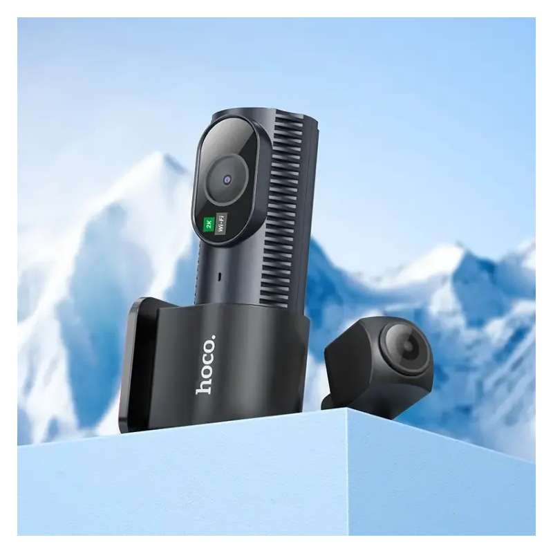 SPOTT-GR Hoco DV8 - Σετ Κάμερας Αυτοκινήτου DVR με Ανάλυση 2K και Κάμερα Οπισθοπορείας σε Μαύρο Χρώμα