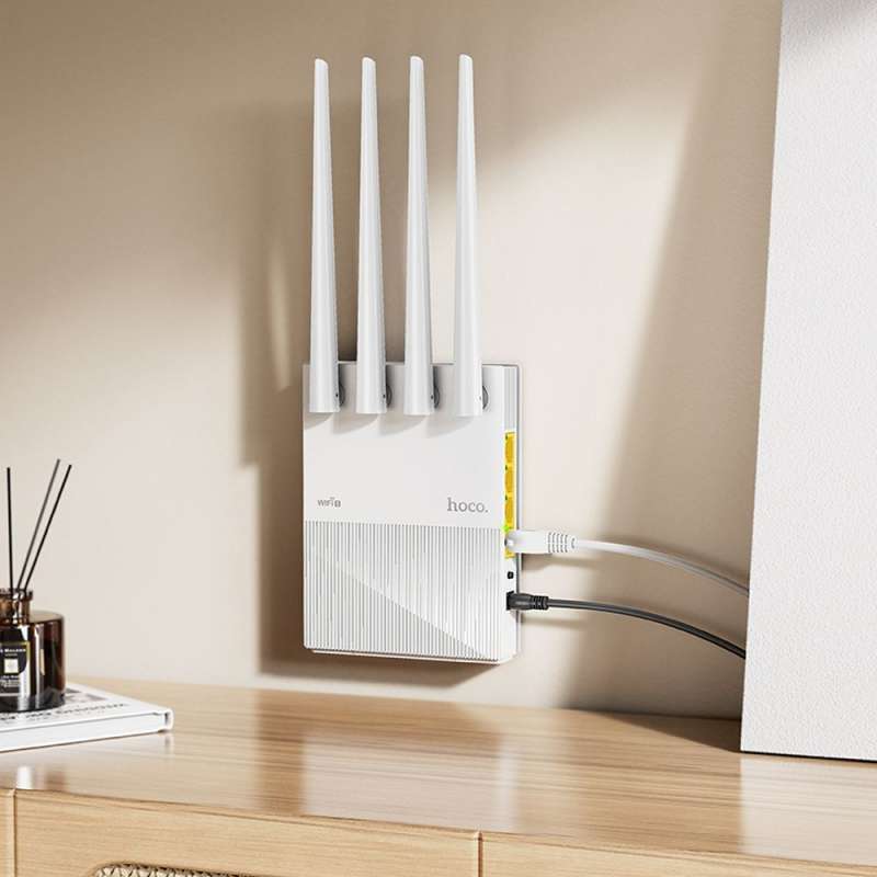 SPOTT-GR Hoco HI31 - Ασύρματο Router WiFi 5 με 4 Θύρες Ethernet - Άσπρo