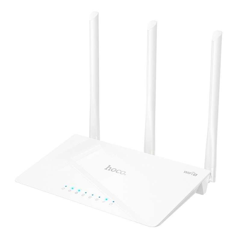 SPOTT-GR Hoco HI30 - Ασύρματο Router με Wi-Fi 4 και 4 Θύρες Ethernet σε Άσπρο Χρώμα