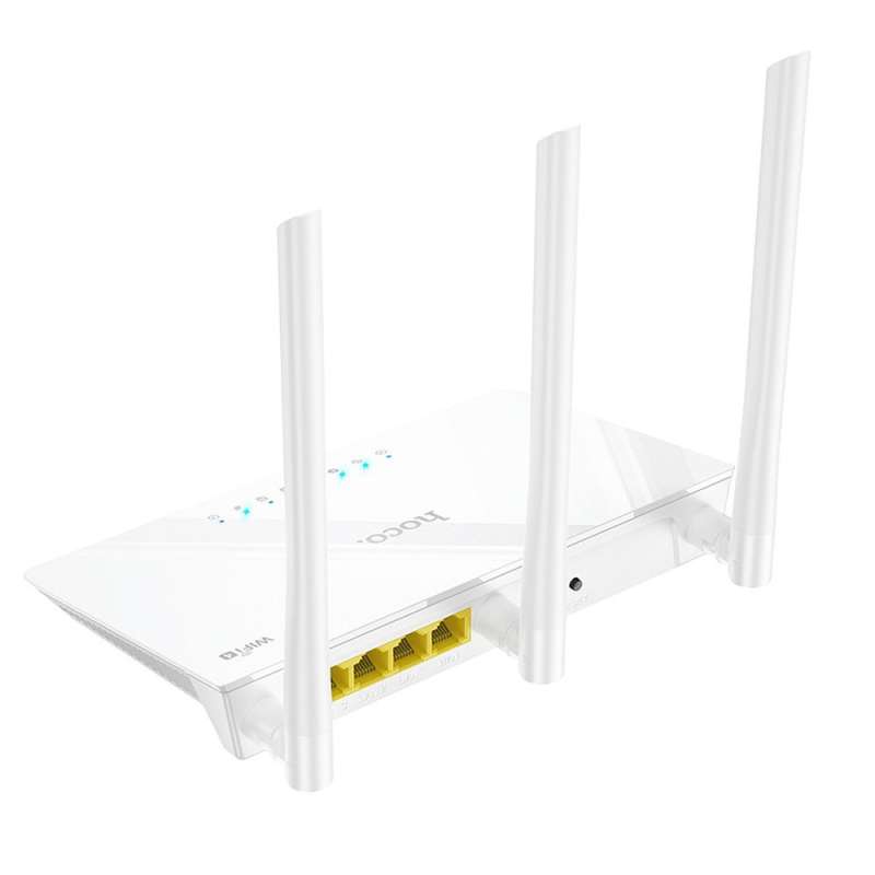 SPOTT-GR Hoco HI30 - Ασύρματο Router με Wi-Fi 4 και 4 Θύρες Ethernet σε Άσπρο Χρώμα