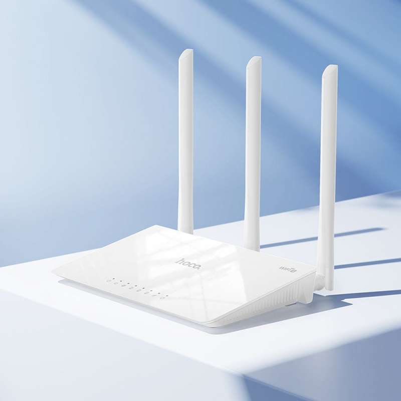SPOTT-GR Hoco HI30 - Ασύρματο Router με Wi-Fi 4 και 4 Θύρες Ethernet σε Άσπρο Χρώμα
