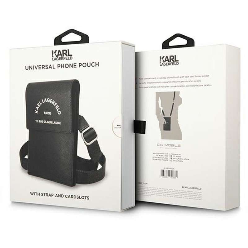SPOTT-GR Karl Lagerfeld Embossed RSG - Τσαντάκι Μεταφοράς για Κινητά - Μαύρο