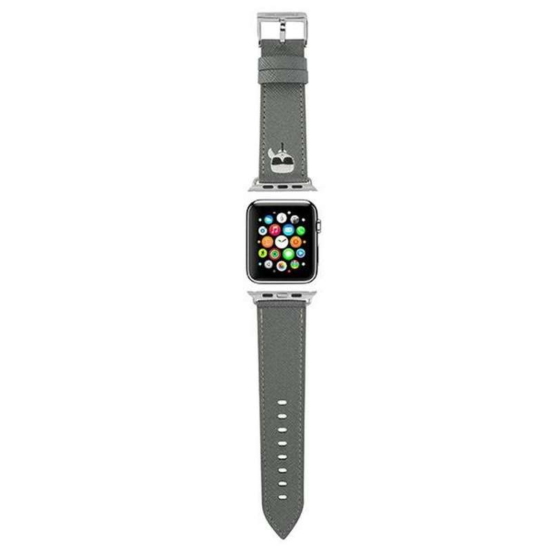 SPOTT-GR Karl Lagerfeld Saffiano KH - Λουράκι Σιλικόνης για Apple Watch 42mm / 44mm / 45mm  - Ασημί