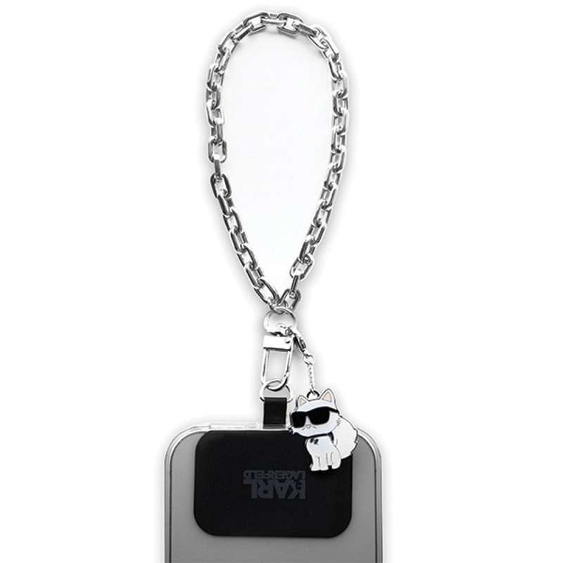 SPOTT-GR Karl Lagerfeld - Λουράκι Καρπού για Θήκες Κινητών (Wrist Chain Choupette) - Ασημί